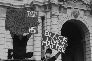 George Floyd Vigil - protestors in front of City Hall