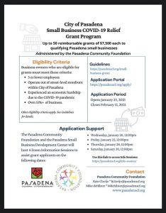 Pasadena Small Business COVID-19 Relief Grant Program